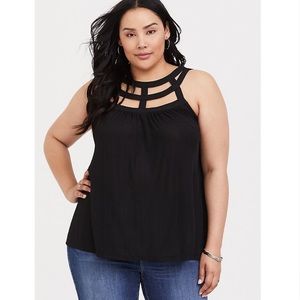 Torrid Black Crepe Cage Swing Tank - 6